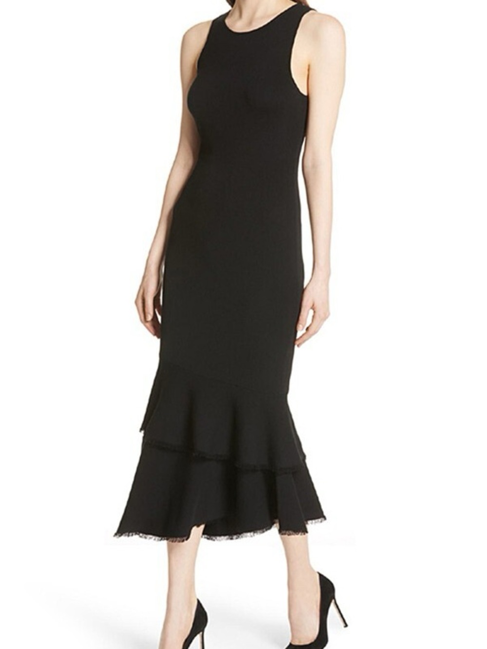 Theory  Blue Ruffle-Hem Midi Dress